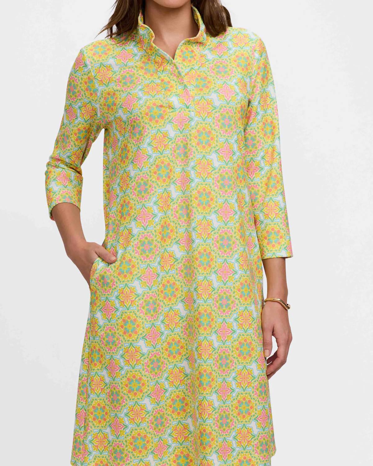 Foxcroft - Tammy Sicilian Tile 3/4 Sleeve Dress