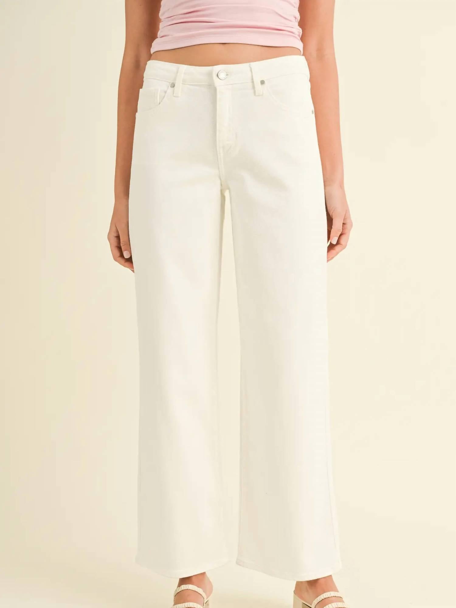Just Black Denim - Mid Rise Slim Wide Leg Pants