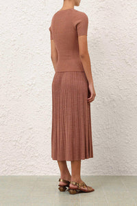 Zimmermann Wanderlust Metallic Tee in dusty rose - women's t-shirt - detail view