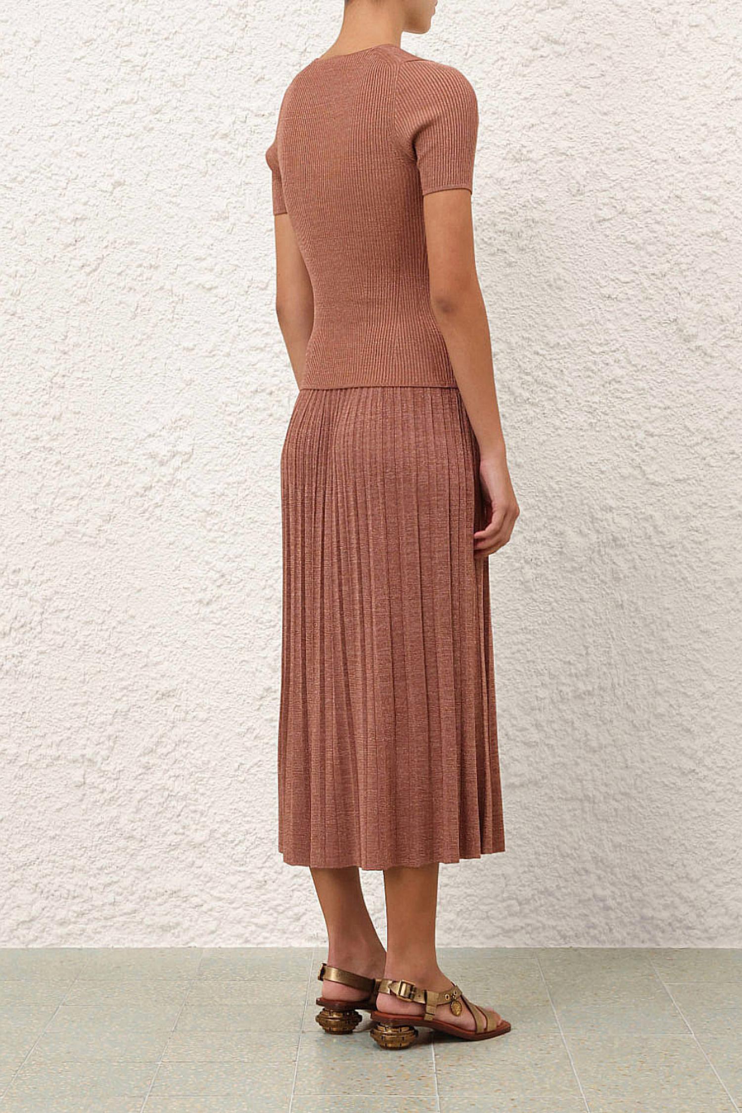 Zimmermann Wanderlust Metallic Tee in dusty rose - women's t-shirt - detail view