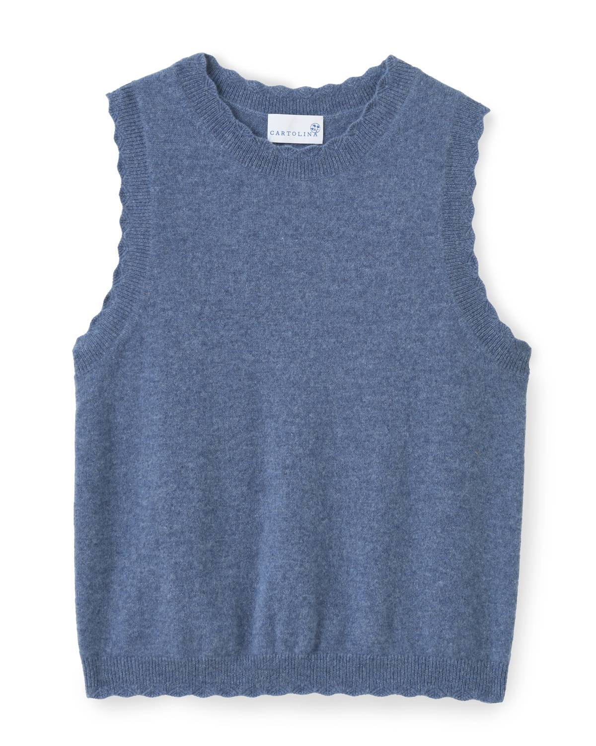 Cartolina Nantucket Lou Knit Tank Top in gallery blue - women's sweater - alternate view