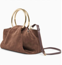 Dolce Vita Women's Channing Handbag in chocolate suede - women's bag - detail view