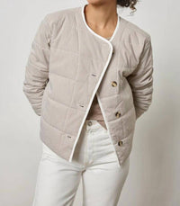 Lilla P striped collarless Jacket in earth stripe - women's jacket