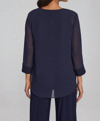 Joseph Ribkoff Embellished Tank With Chiffon Cardigan in navy - women's tank top - view 4
