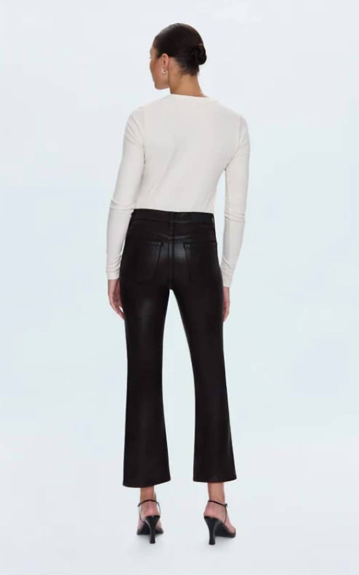 PISTOLA Lennon High Rise Crop Boot Pant in coated mocha 1 - women's pants - detail view