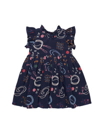PINK CHICKEN Jennifer Ruffle Dress in tic tac toe - kids' dress - detail view