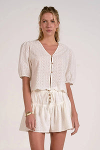 Elan - Eyelet Button Up Top