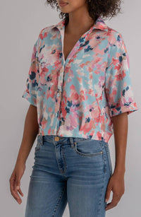 Kut From The Kloth - Donna Floral Short Sleeve Button-up Shirt
