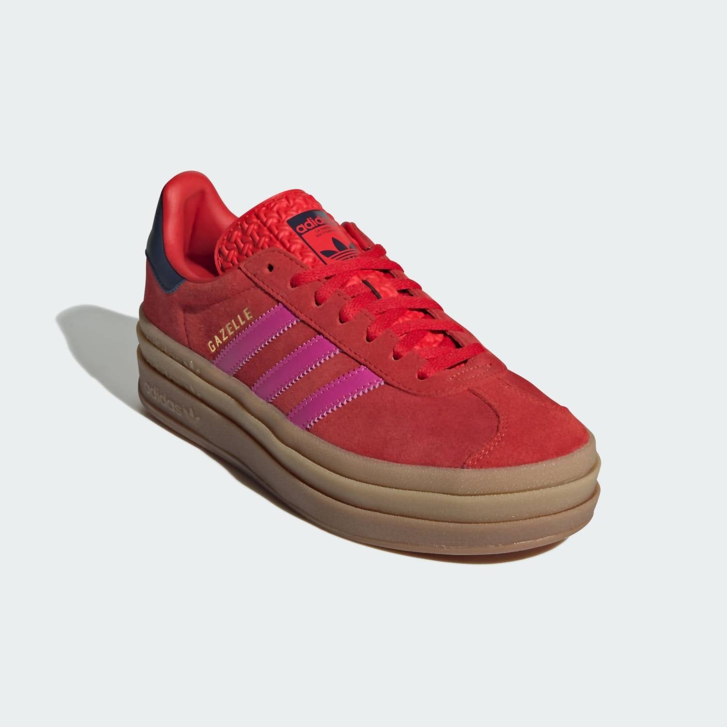 adidas Women's Gazelle Bold Sneakers in red semi lucid fuchsia night indigo - women's sneaker - detail view