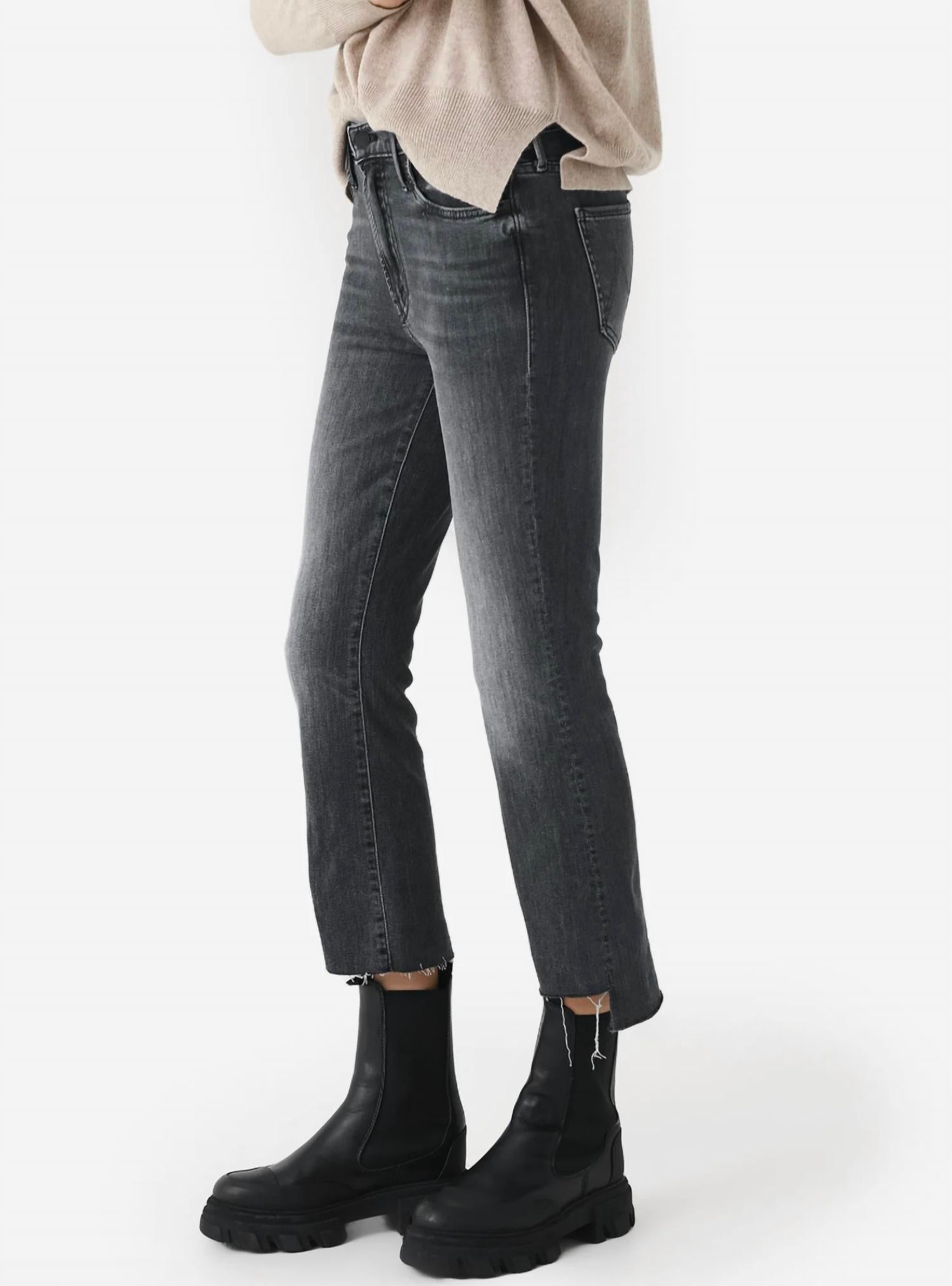 Mother - Crop Step Fray High-waisted Bootcut Jeans