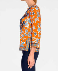 GRETCHEN SCOTT Silk Embroidered Tunic in orange - women's shirt - view 4