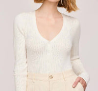 Gentle Fawn Mia Long Sleeve Top in white - women's sweater - detail view