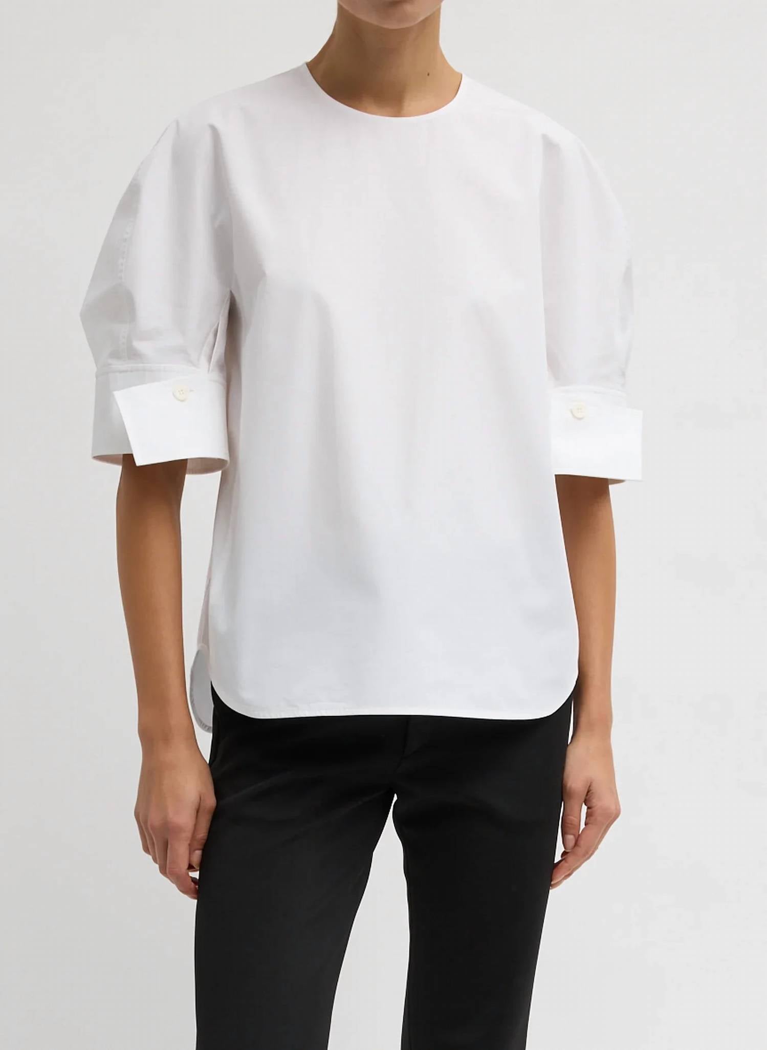 Tibi - Compact Eco Poplin Reverse Sleeve Top