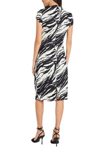 Maggy London - Animal Print Mock Neck Midi Dress