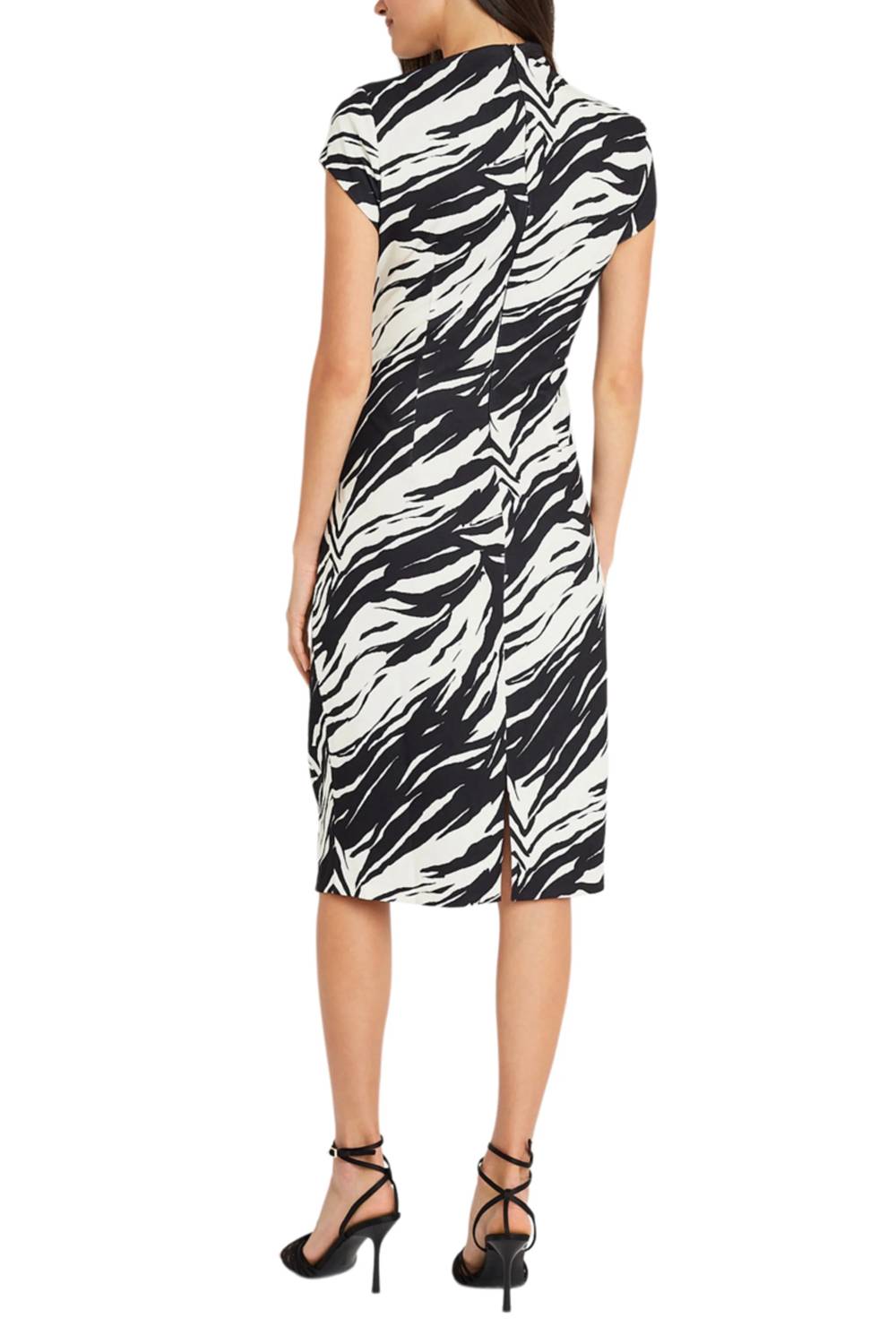 Maggy London - Animal Print Mock Neck Midi Dress