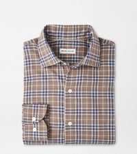 PETER MILLAR Big Bear Performance Flannel Shirt in poplar brown - men's shirt - alternate view