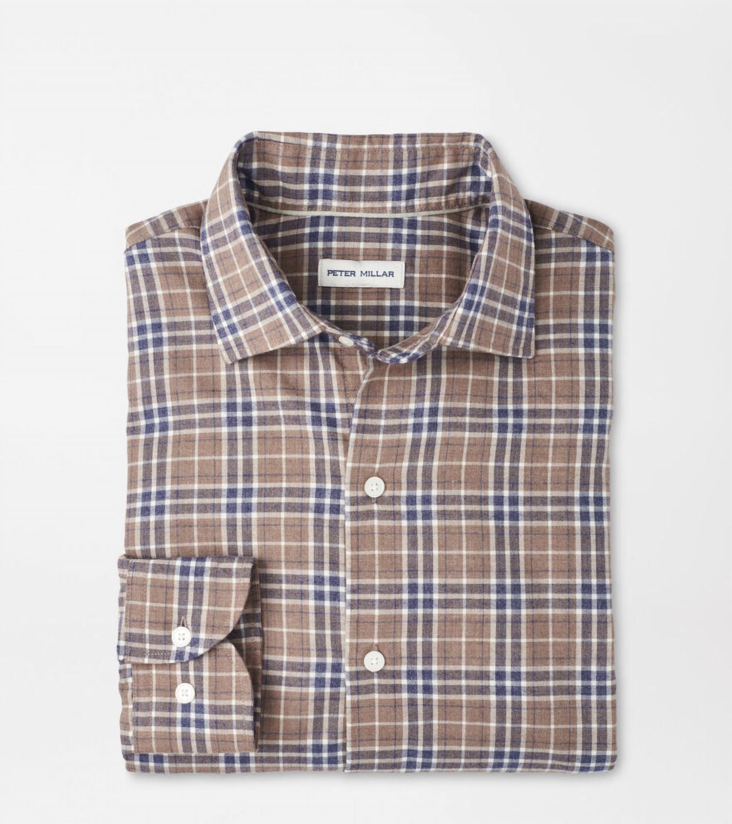 PETER MILLAR Big Bear Performance Flannel Shirt in poplar brown - men's shirt - alternate view