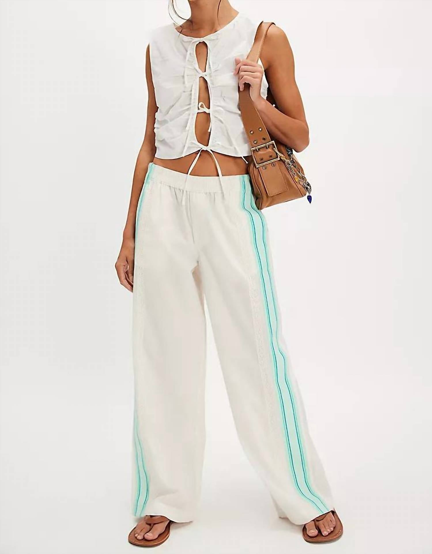 Free People Team Spirit Pull On Pants in bleached aqua combo - women's pants