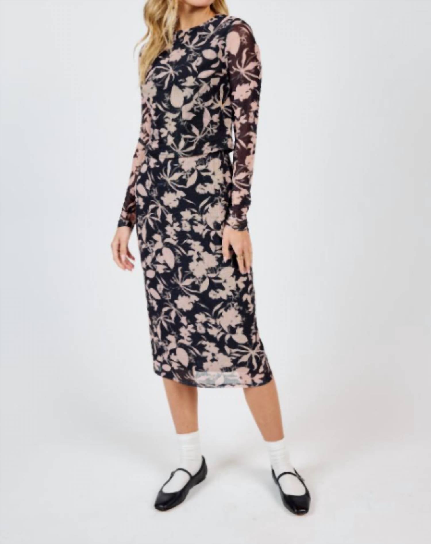 Sadie & Sage - Floral Mesh Midi Skirt