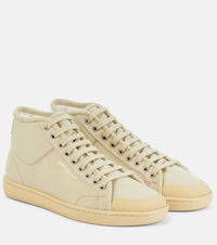 SAINT LAURENT Men's Court Classic Sl/39 Mid-top Sneakers in tan - men's sneaker - view 4