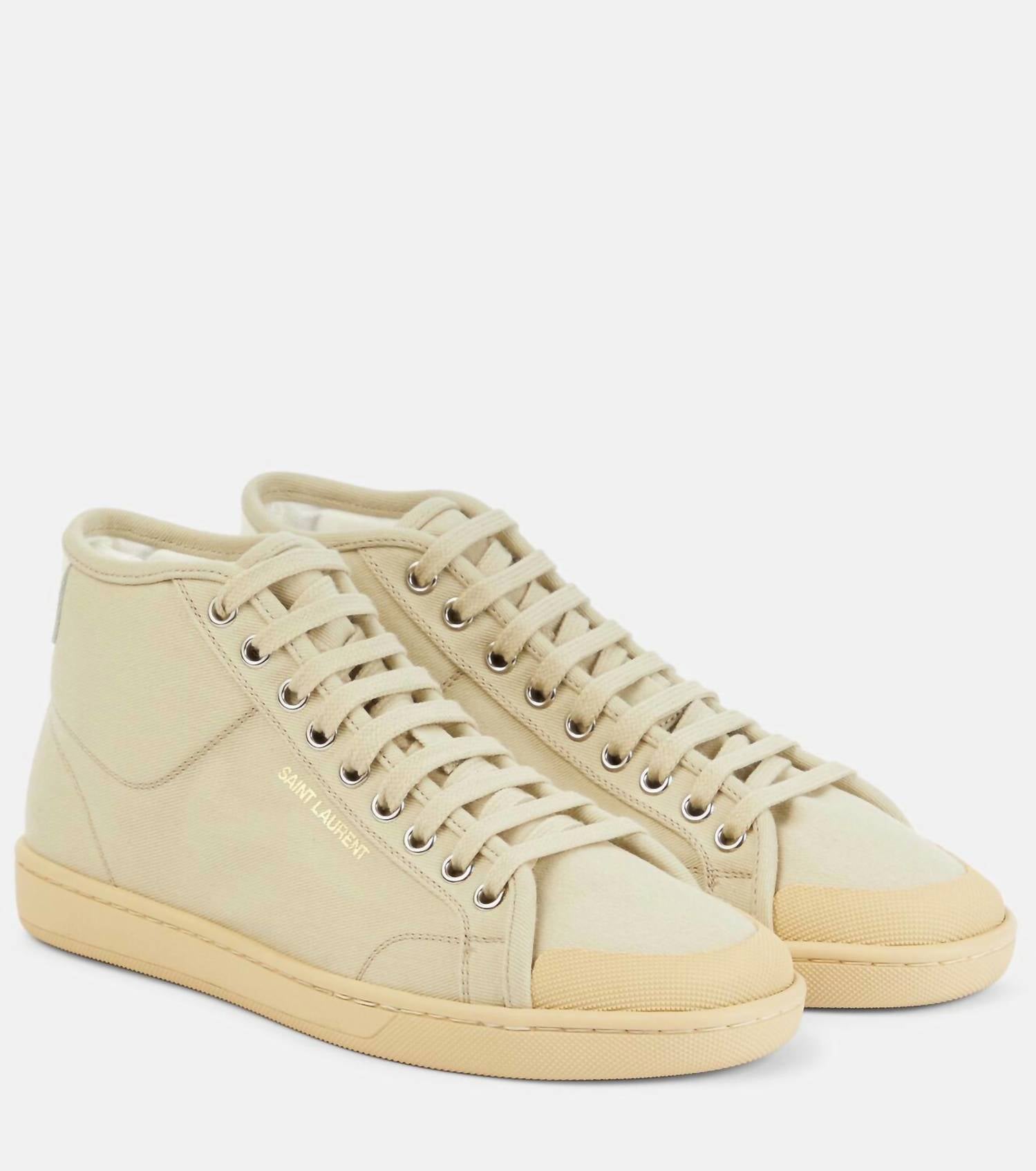 SAINT LAURENT Men's Court Classic Sl/39 Mid-top Sneakers in tan - men's sneaker - view 4