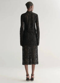 A.L.C. Lydia Lace Midi Skirt in black - women's skirt - detail view