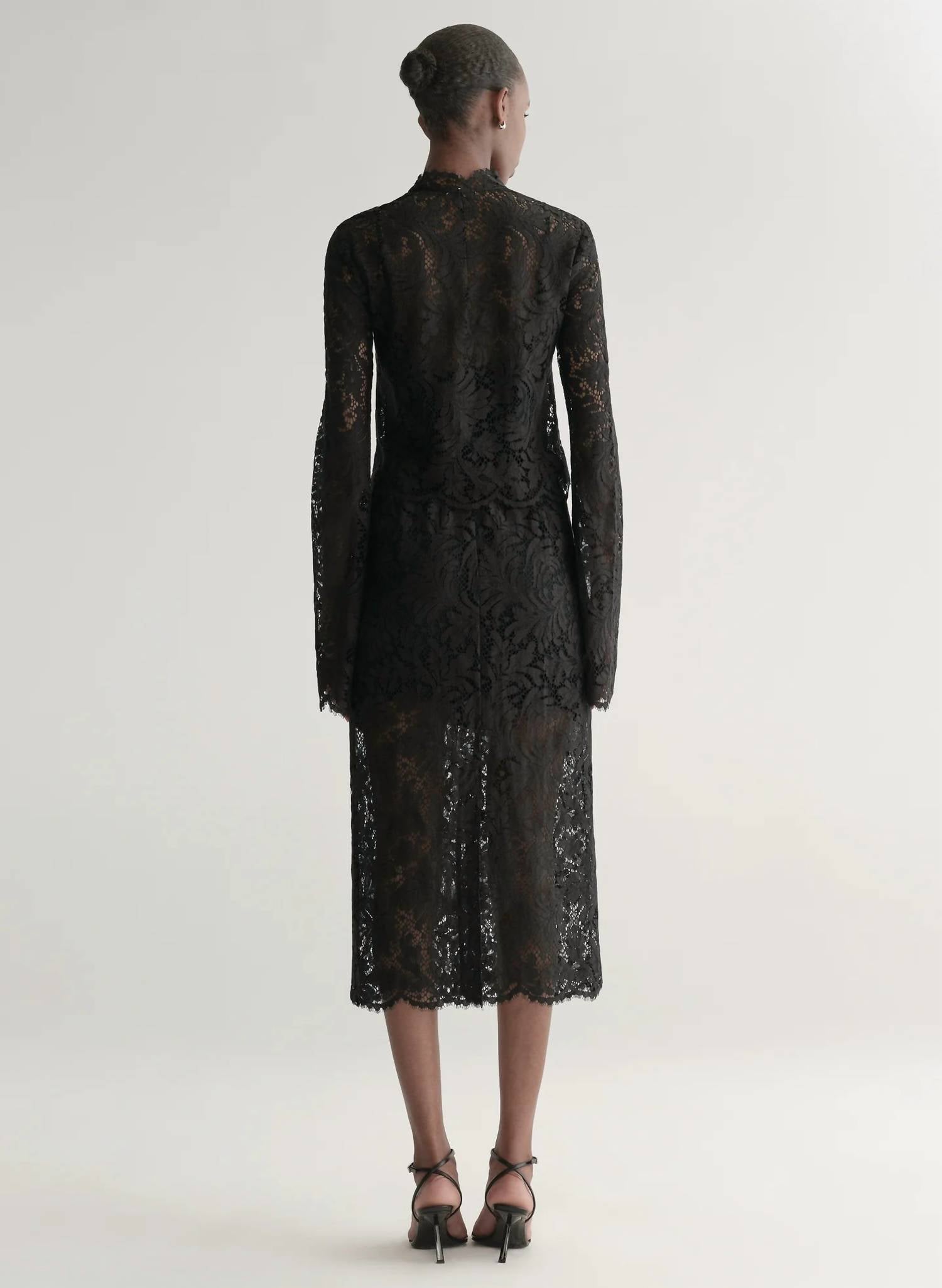 A.L.C. Lydia Lace Midi Skirt in black - women's skirt - detail view