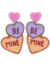 Bosuk Jewlery Women's Be Mine Beaded Conversation Heart Valentine Earrings in pink - women's jewelry