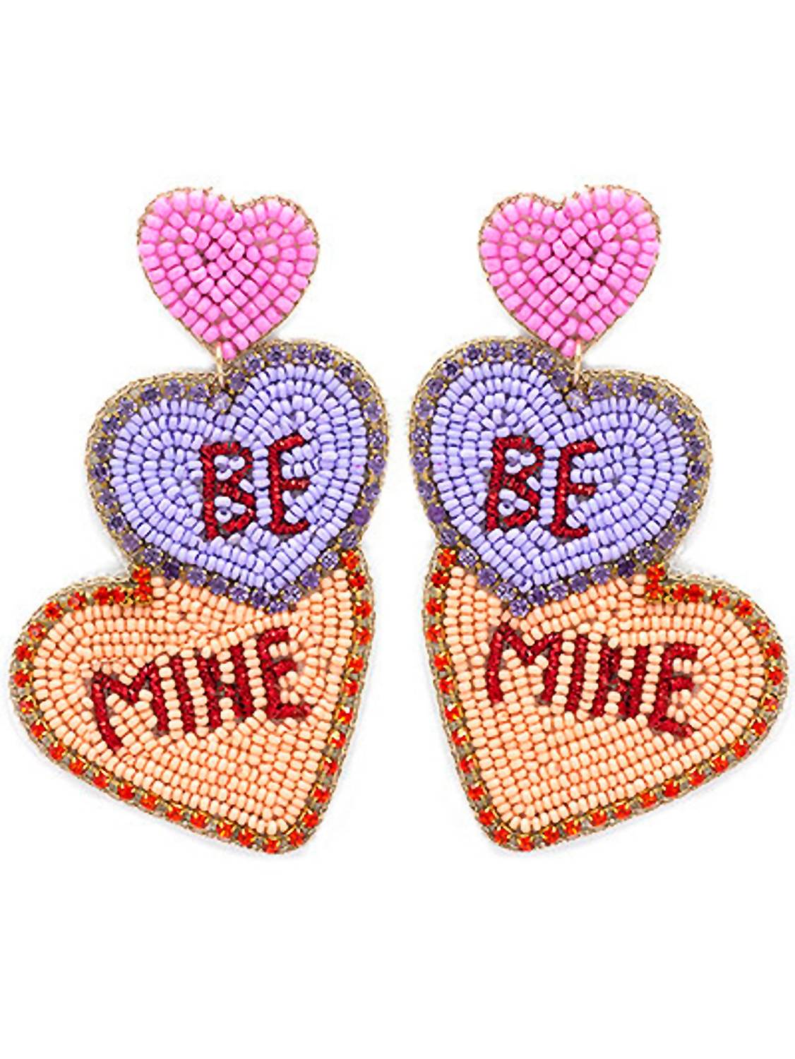 Bosuk Jewlery Women's Be Mine Beaded Conversation Heart Valentine Earrings in pink - women's jewelry