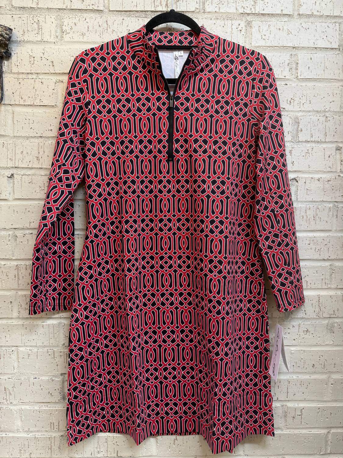 Lulu-B - Women's Geometric Ruffle Collar Dress