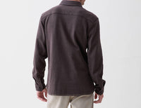 Surfside Supply Brian Long Sleeve Soft Rib Knit Shirt in dark heather brown - men's shirt - detail view