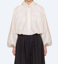 SEA Sullivan Sportswear Hooded Bubble Blouse in white white - women's blouse