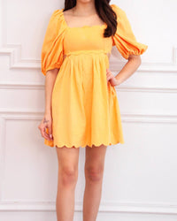 Mable - Sweet Scallops Cutout Babydoll Dress