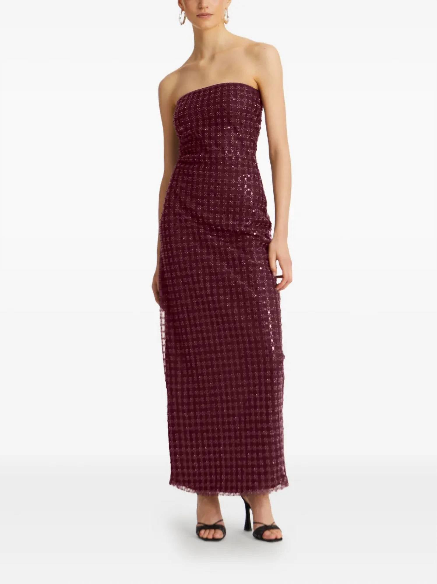 Rotate - Zinfandel Beaded Maxi Tube Dress