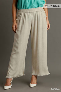 Umgee - Linen Blend Elastic Waistband Pants