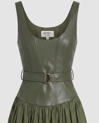 RESET by Jane Women's Tara Midi Dress in mediterranean olive - women's dress - detail view
