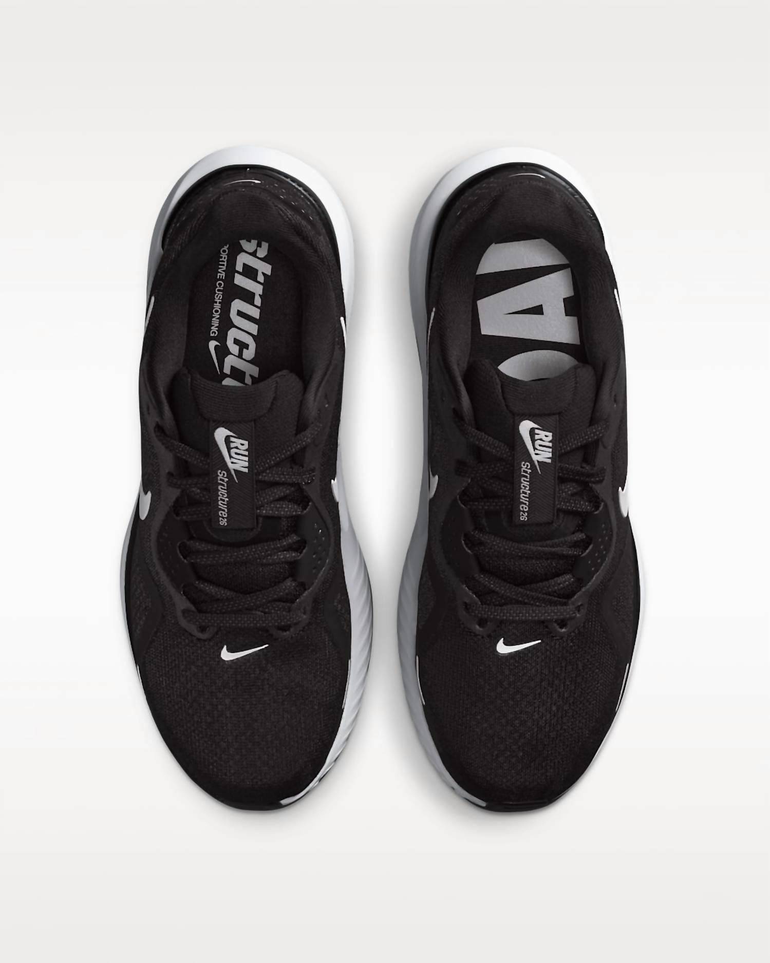 NIKE Women's Structure 26 Road Running Shoes in black cool grey metallic silver white - women's shoe - view 6