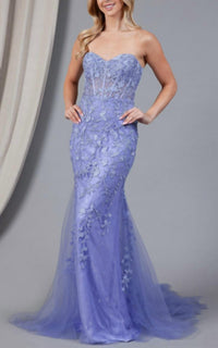 Amelia Couture - Embroidered Strapless Mermaid Dress