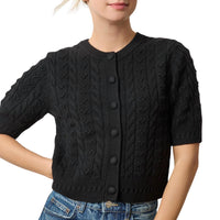 Lilla P - Short Sleeve Cardigan Sweater