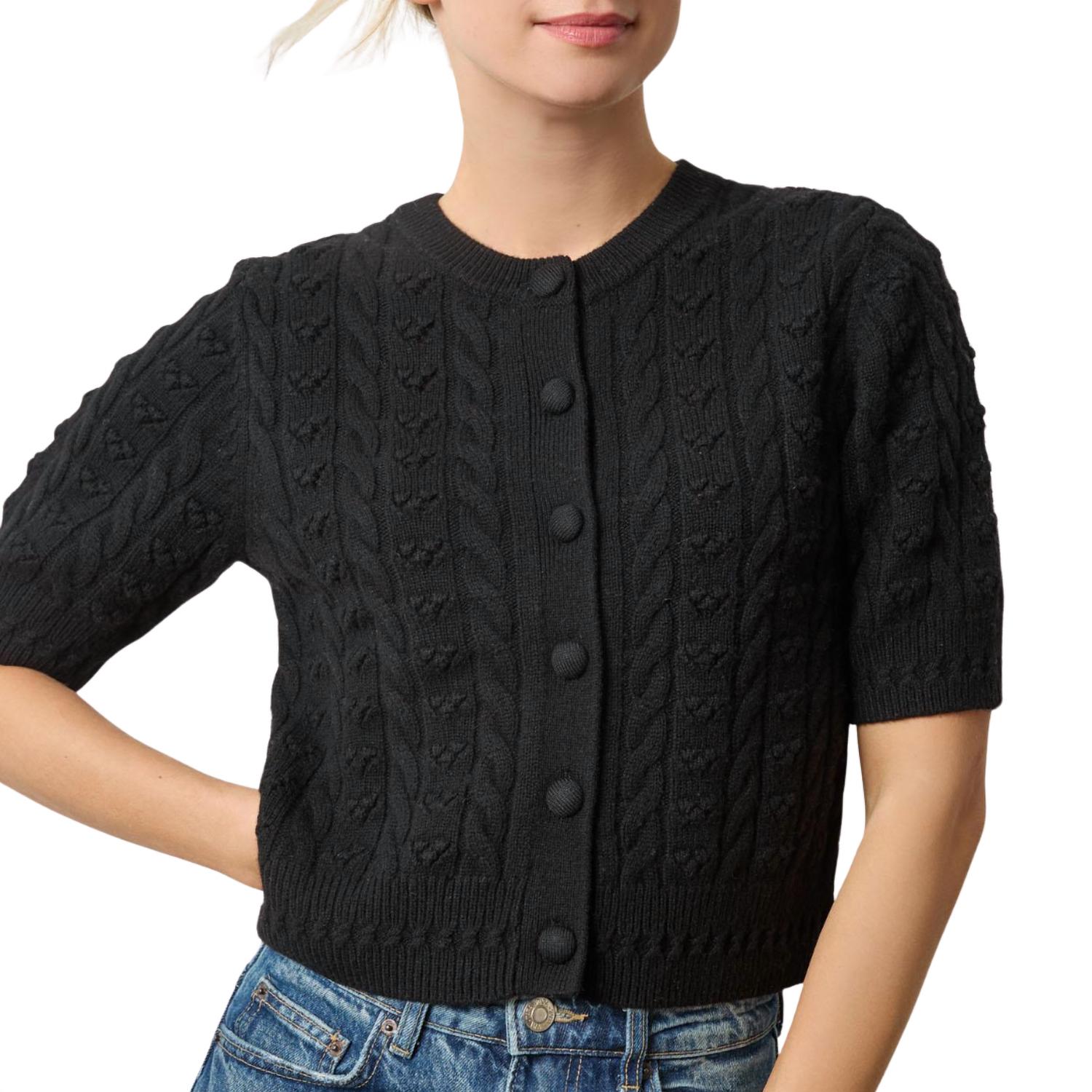 Lilla P - Short Sleeve Cardigan Sweater