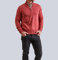 Fioroni Cashmere Cashmere Quarter-zip Sweater in peonia - men's sweater - alternate view