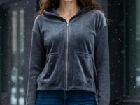 VINCE CAMUTO Zip-up Jacket in gray - women's top - detail view