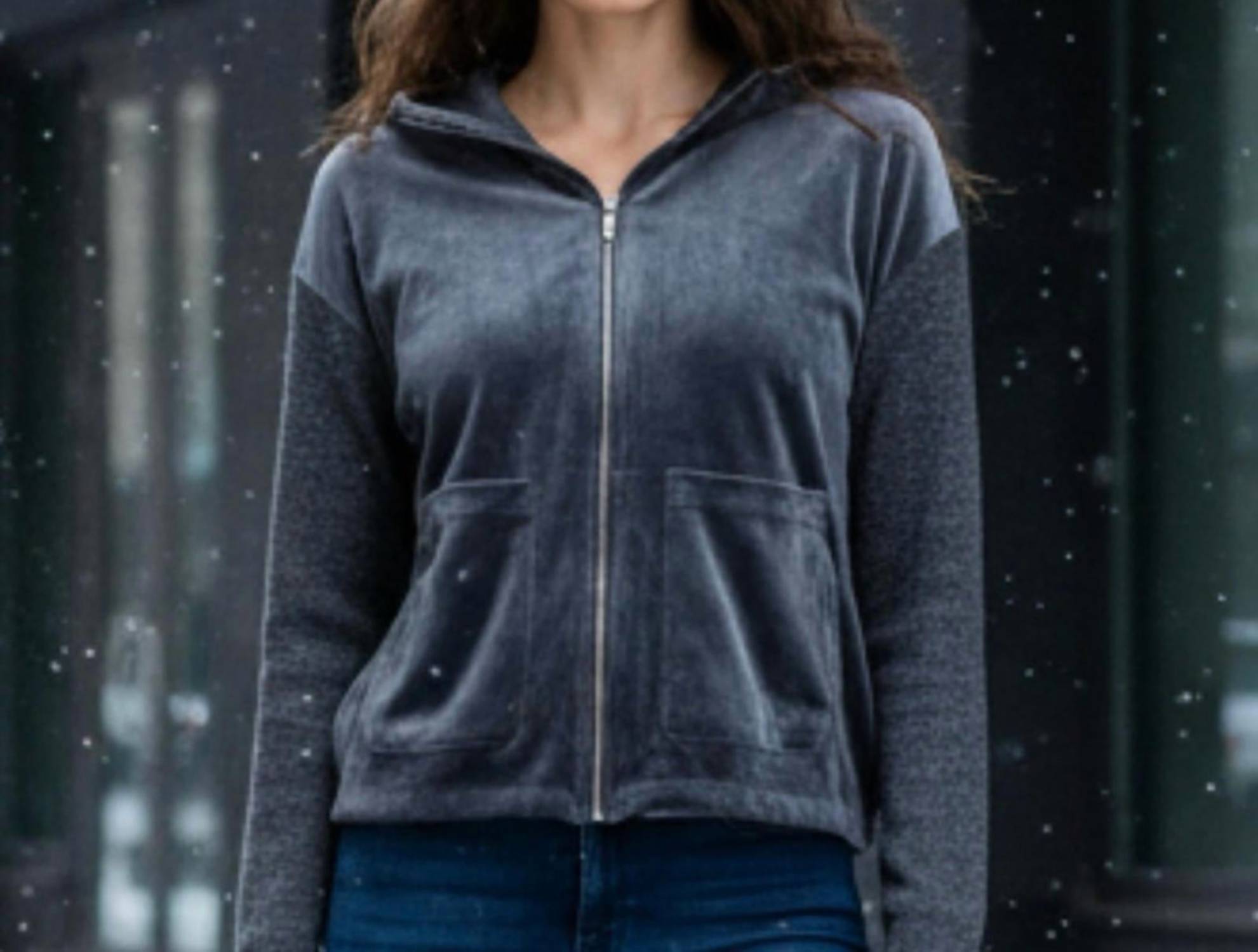 VINCE CAMUTO Zip-up Jacket in gray - women's top - detail view