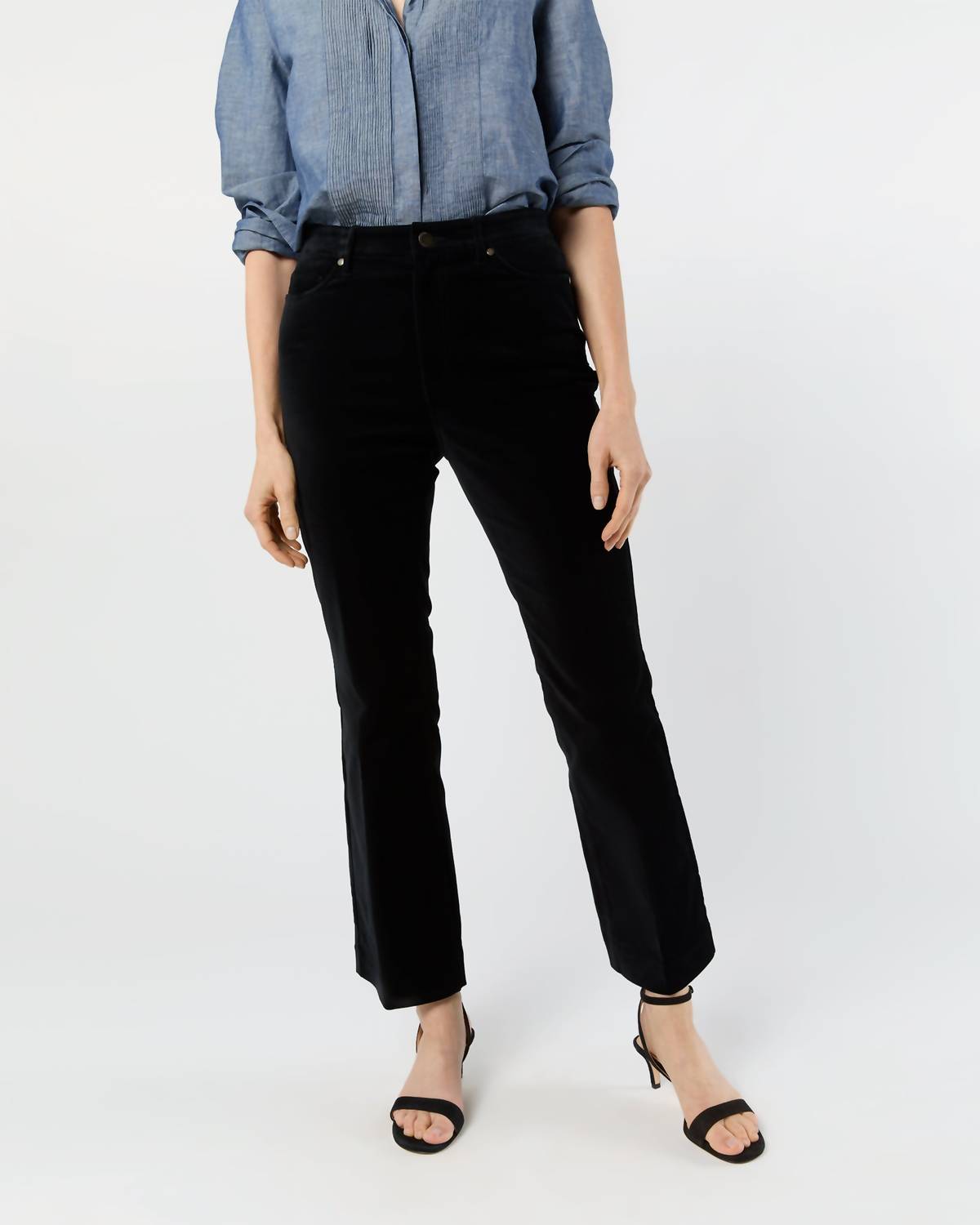 Ann Mashburn Kendall Flare Five Pocket Jeans in black stretch velveteen - women's jeans - view 5