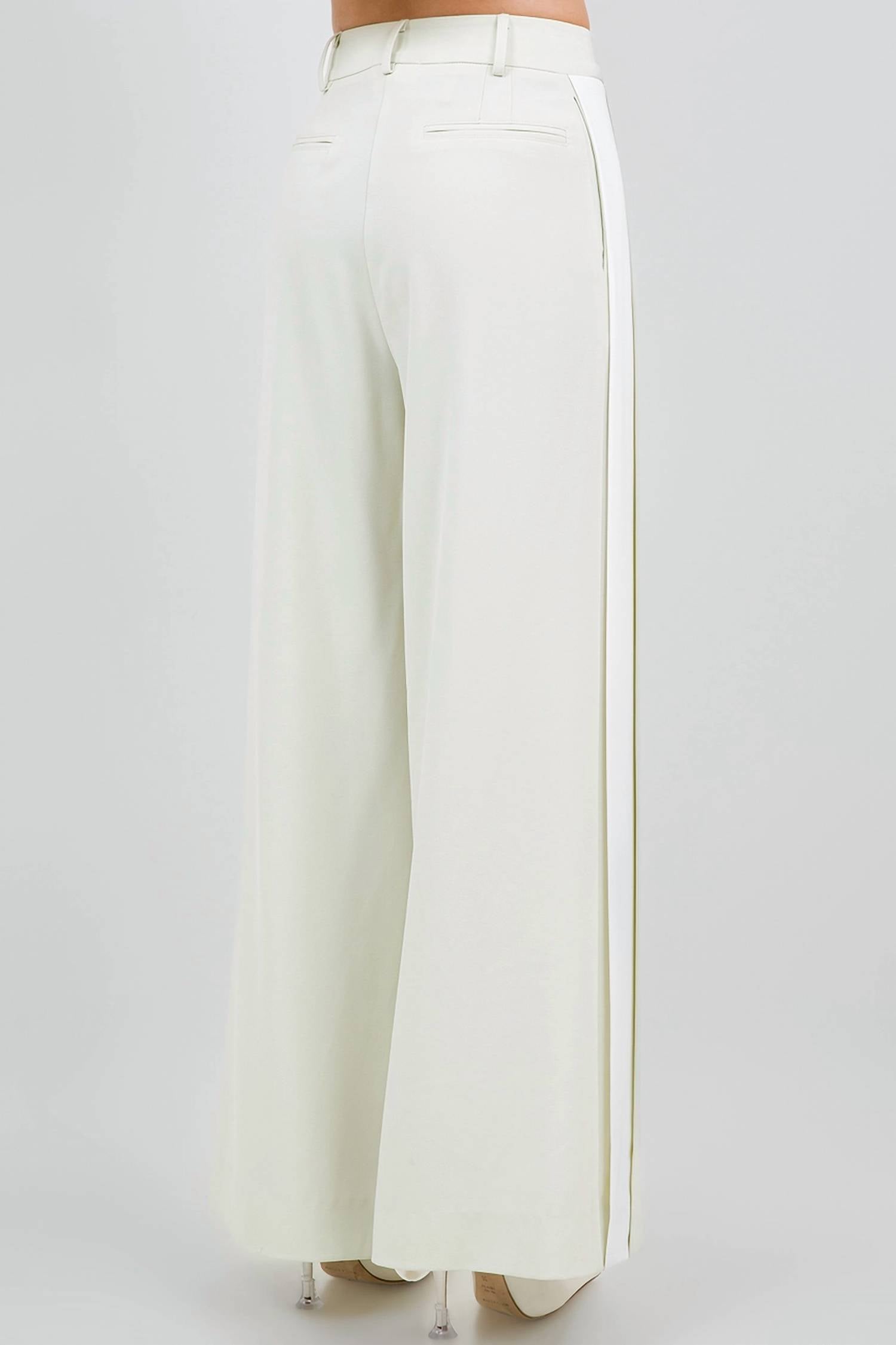 Whiteroom+Cactus - Contrast Side Panel Wide Leg Soft Woven Trousers