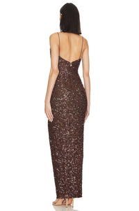 NOOKIE Smoke Show Gown in chocolate - women's dress - alternate view