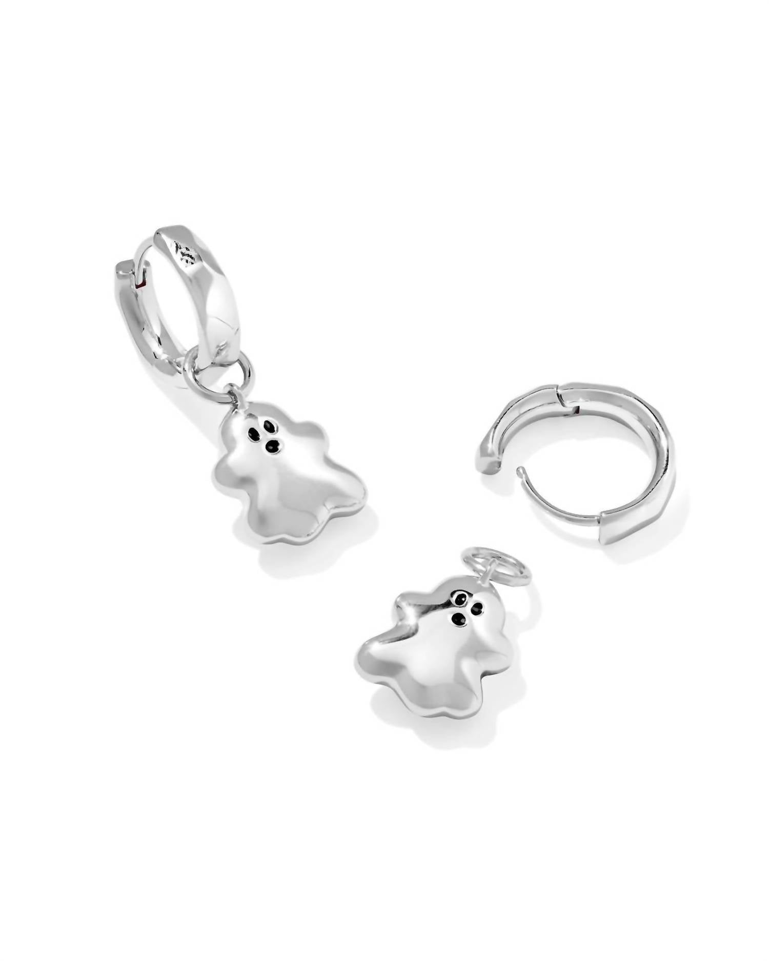 Kendra Scott Women's Ghost Huggie Earrings in silver white mother of pearl - women's jewelry - alternate view
