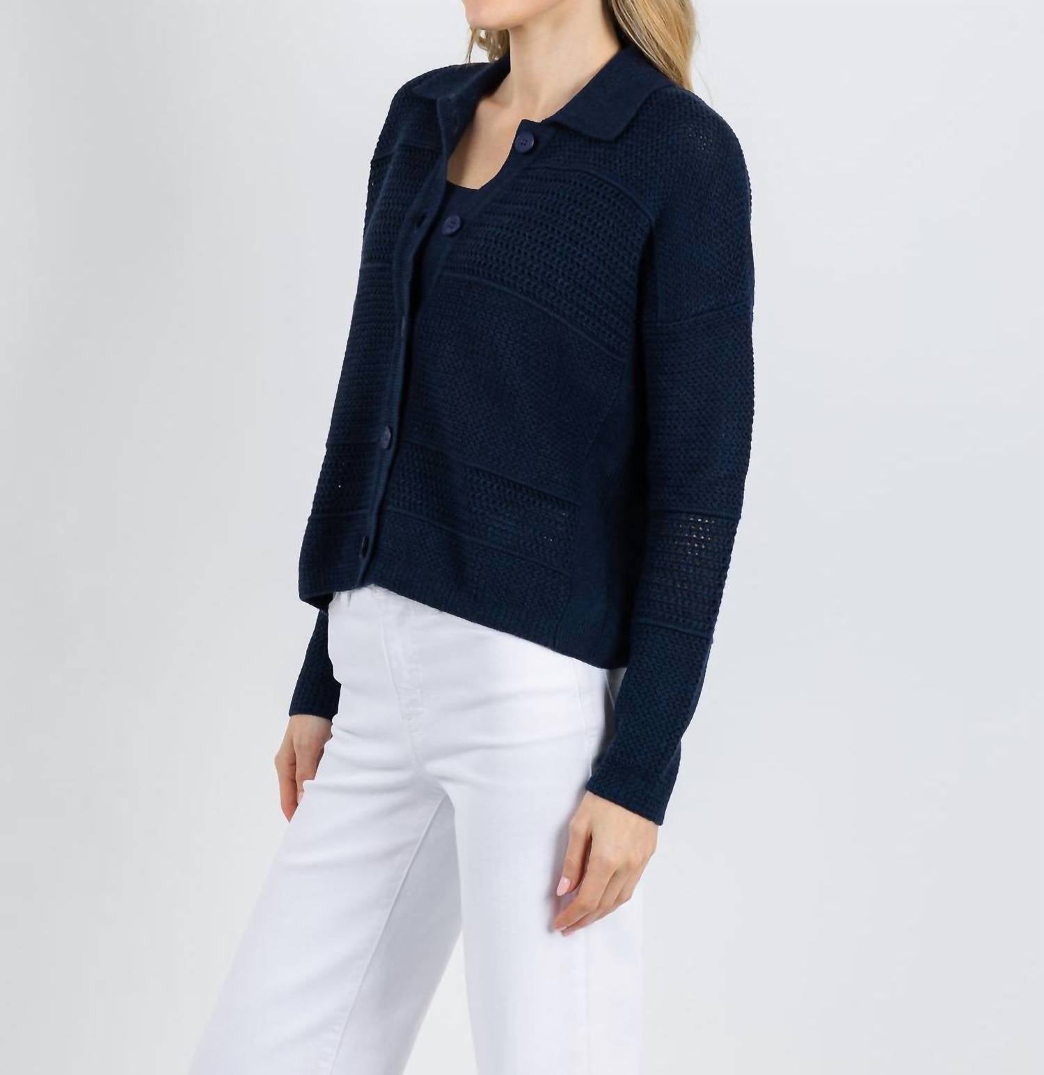 Kinross - Mixed Textured Collared Cardigan