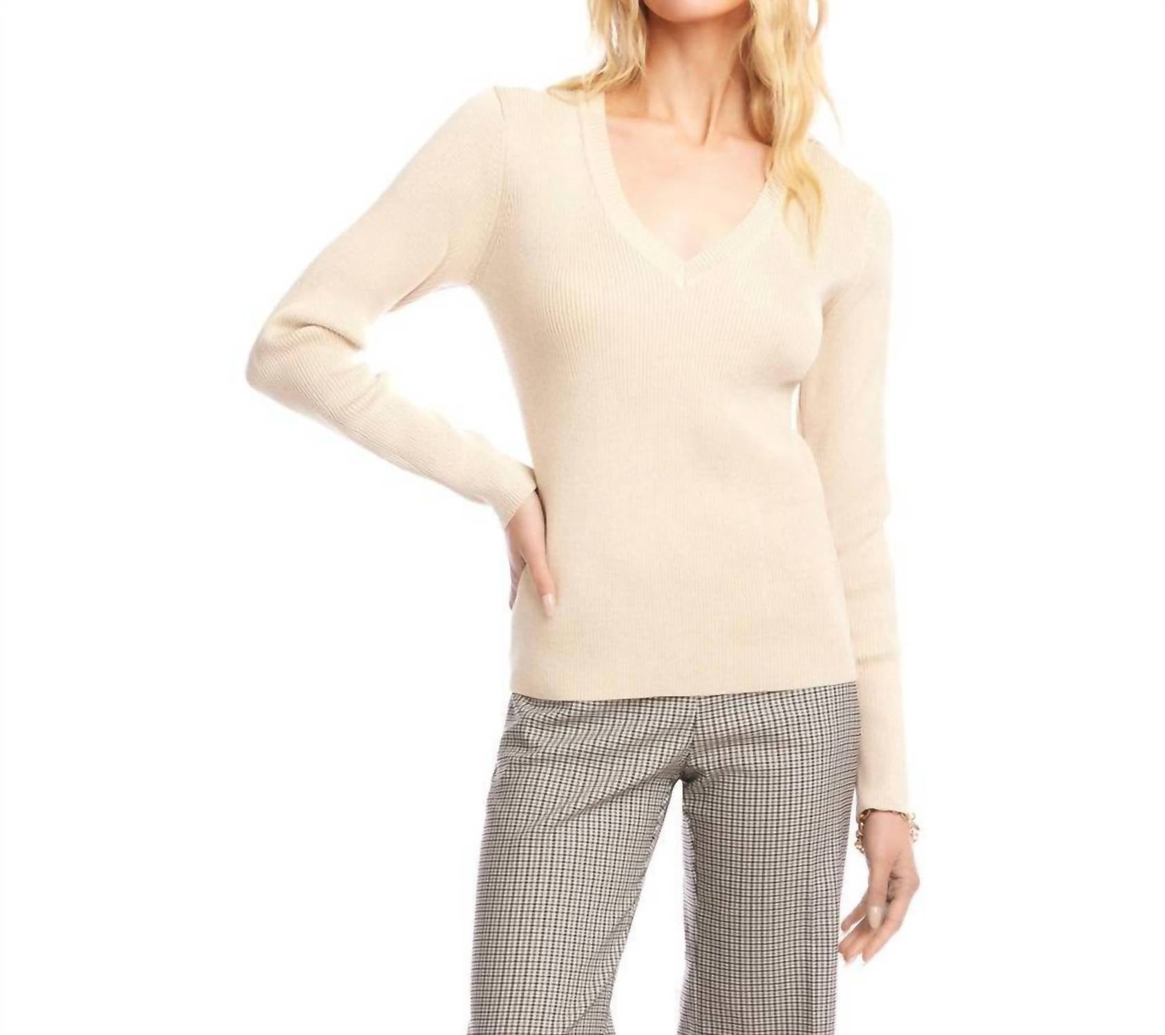 Karen Kane - Ribbed V-neck Sweater