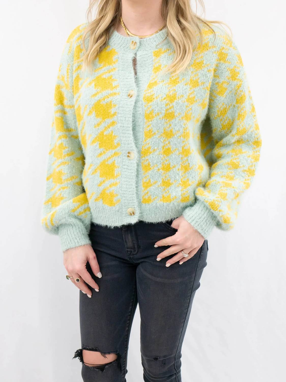 Blu Pepper - Springy Houndstooth Cardigan